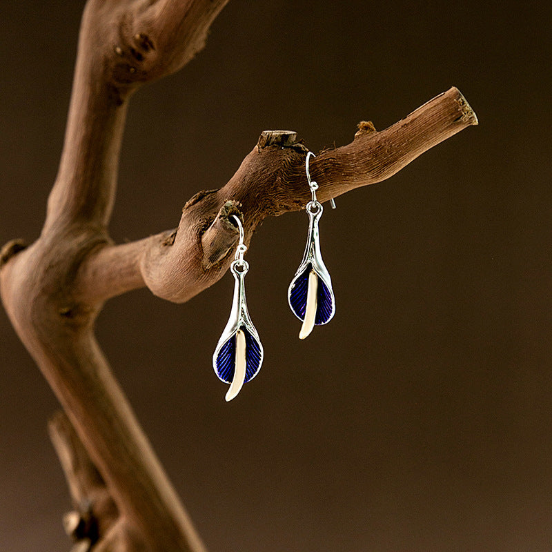 Wholesale Vintage Bohemian Feather Turquoise Pearl Earrings